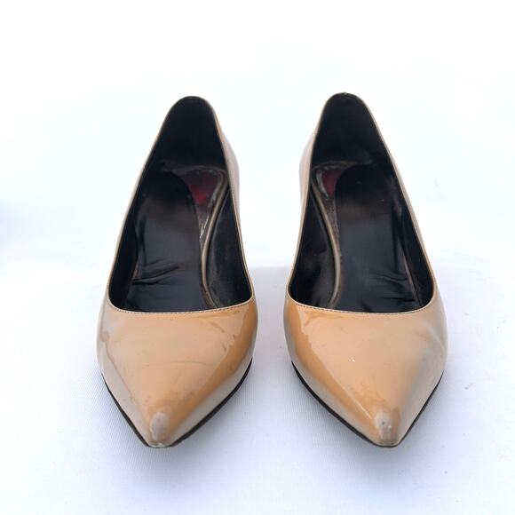 Yves Saint Laurent Paris Tribute Heels Nude Patent Leather Mid Pumps 39 Size 9 - Picture 2 of 13